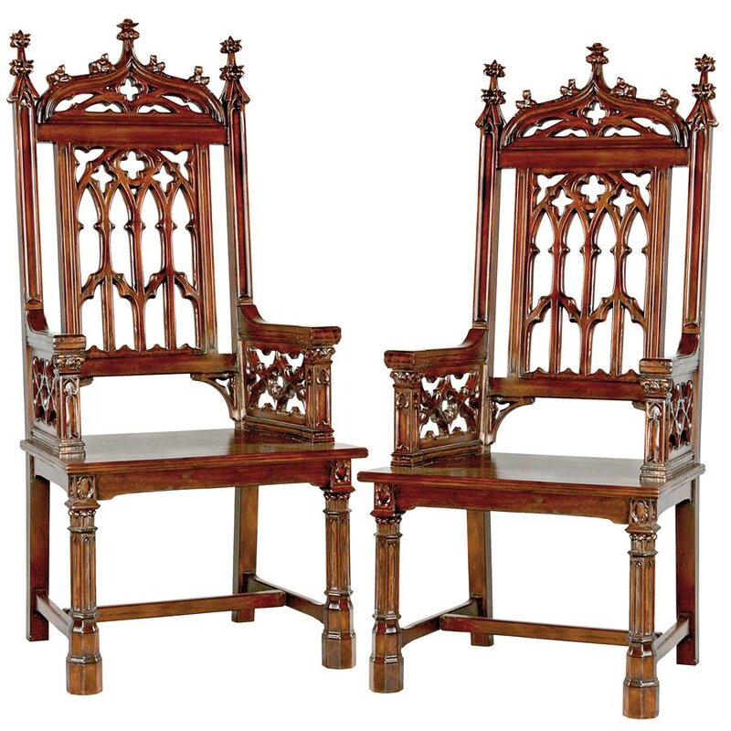 Gothic Tracery Cathedral Solid Wood Dining Chair 